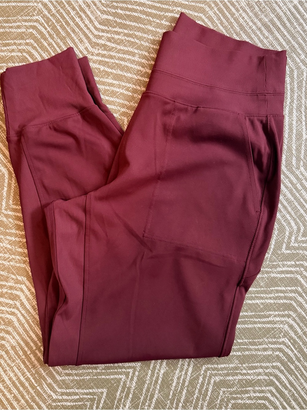 Athleta Burgundy Athletic Jogger Pants Zip Pocket Women’s